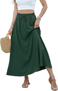YSYOKOW High Waisted Maxi Skirts for Women Casual Summer Long Skirt with Pockets Boho Flowy A-Line Skirts