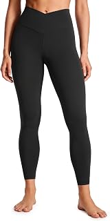CRZ YOGA Crossover Waist Leggings 25" | Butterluxe, Extremely Soft, Gentle Compression, Yoga, V Criss Cross, Pant for Women