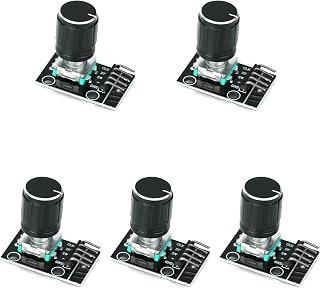 QWORK® 5 PCS 360 Degree Rotary Encoder Module KY-040 Brick Sensor Development Board with Knob Cap for Arduino