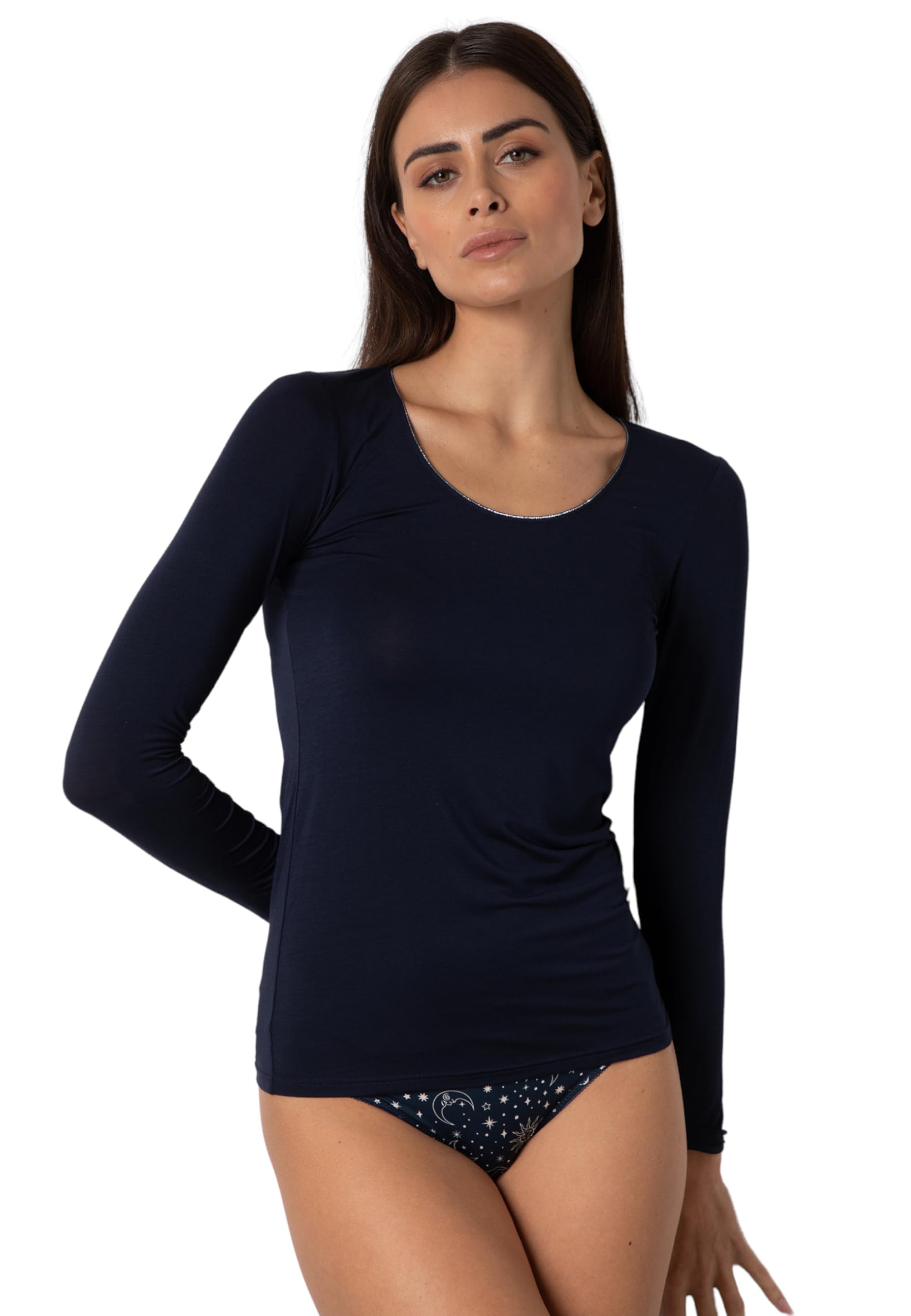 Lovable Round Neck Wide Micromodal Stretch Soft Breathable Knitted Long Sleeve W