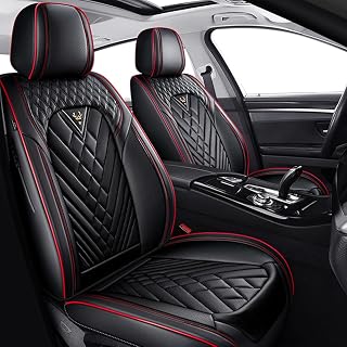 Fit for Toyota Camry Seat Covers 2001-2026,Premium Leather, 360° Full Protection, Thick Padding & Memory Foam, Waterproof & Stain-Resistant Car Seat Cover Front Set (2 Seat,Black&Red)