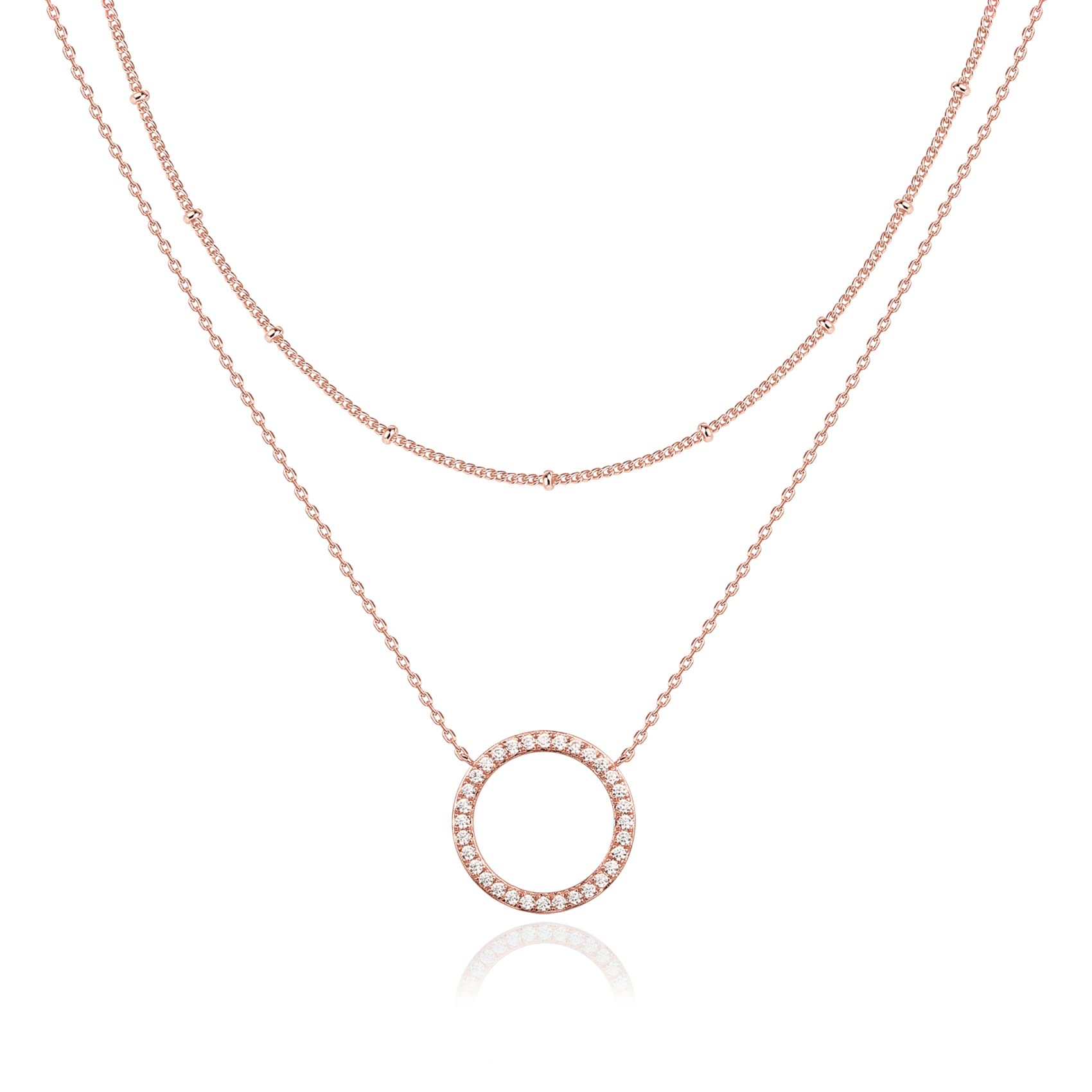 PAVOI 14K Gold Plated Layering Necklaces for Women, Cubic Zirconia Pendants