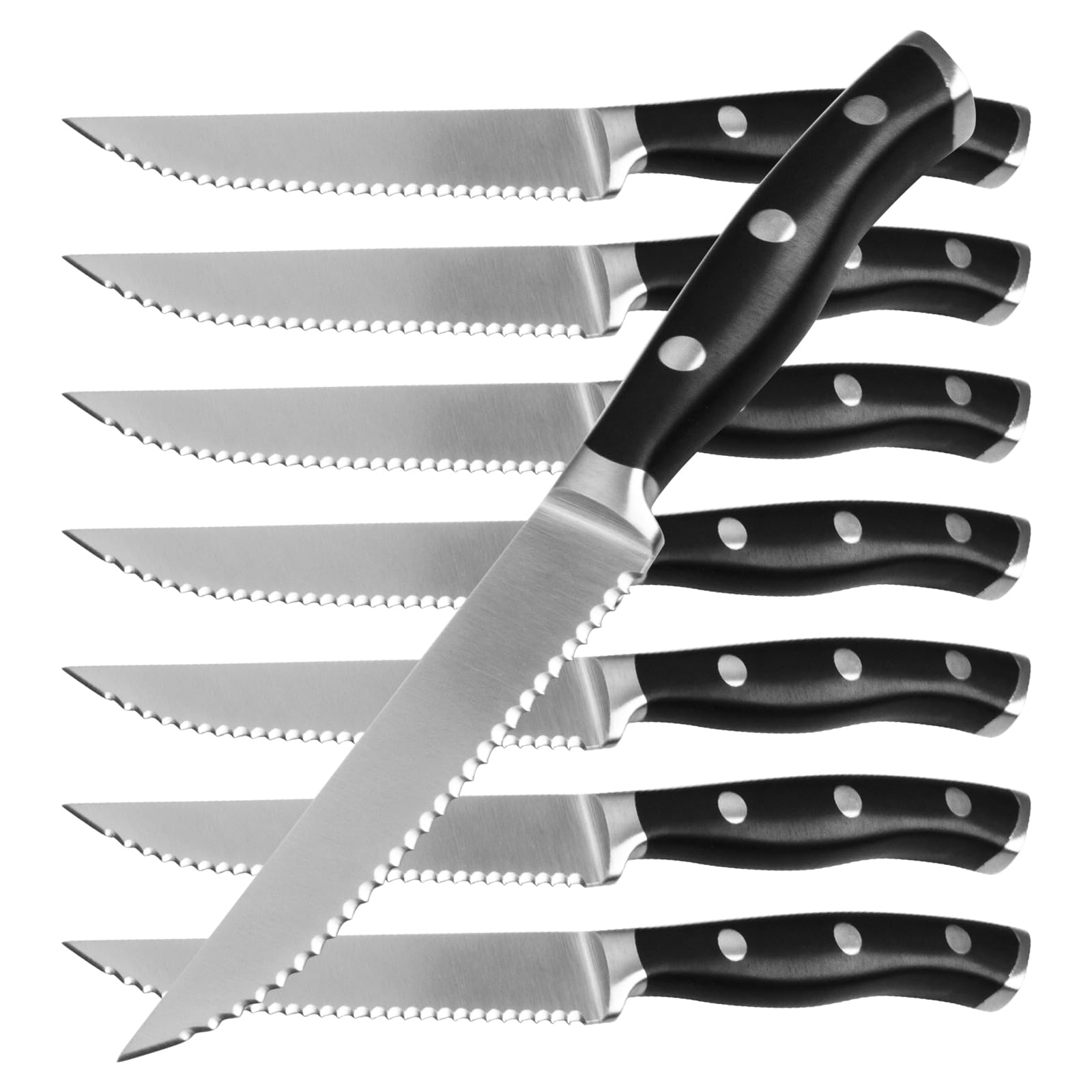 Alata 8-Piece Steak Knives Set, 4.7 Inch with Serrated Edge Razor-Sharp Dinner K