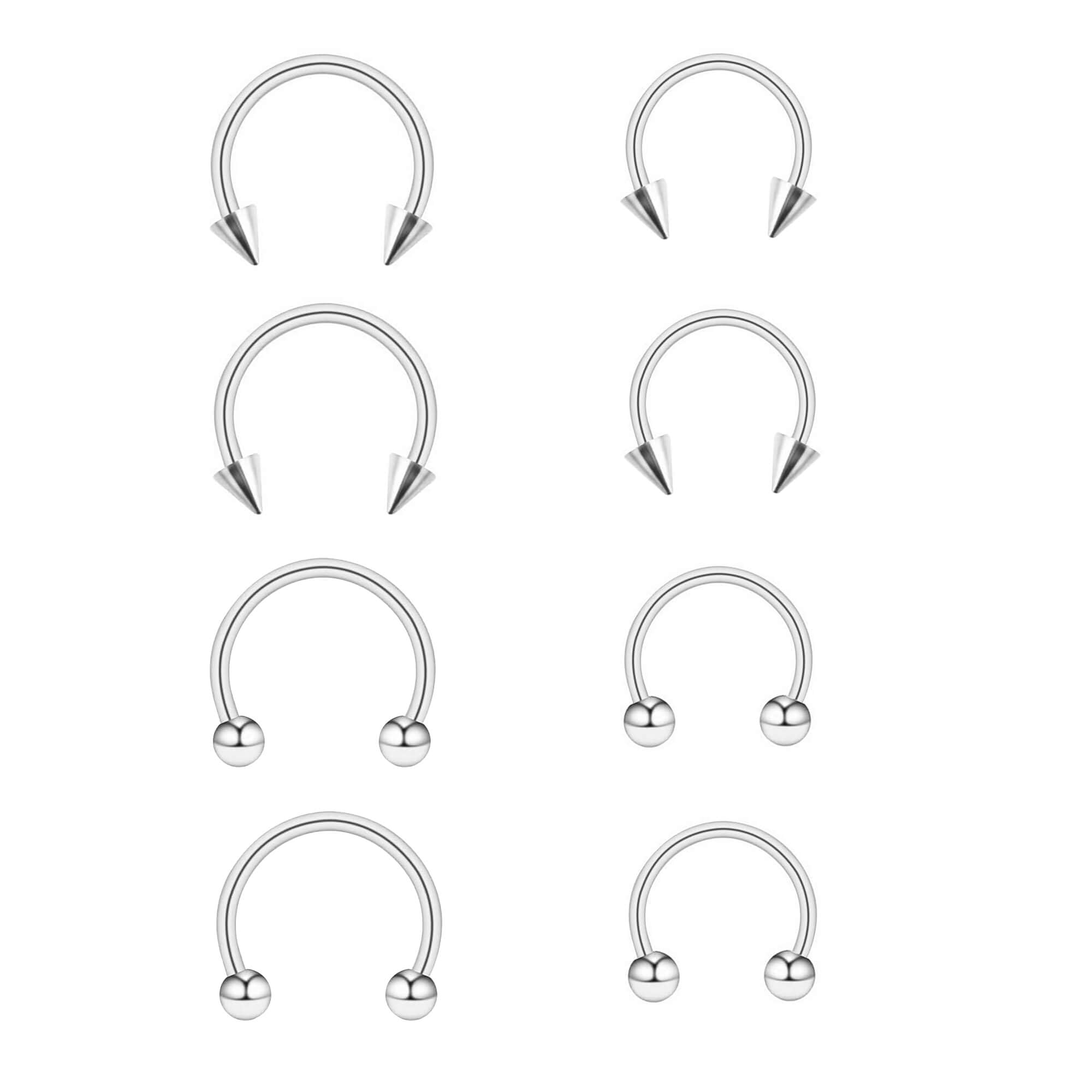 QXXPVV 8Pcs 16G Horseshoe Septum Rings Stainless Steel Nose Piercing Jewelry Car