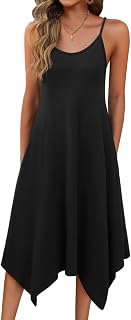 Zeagoo Summer Midi Dresses for Women Hawaiian Boho Beach Spaghetti Strap Casual Dress with Pockets