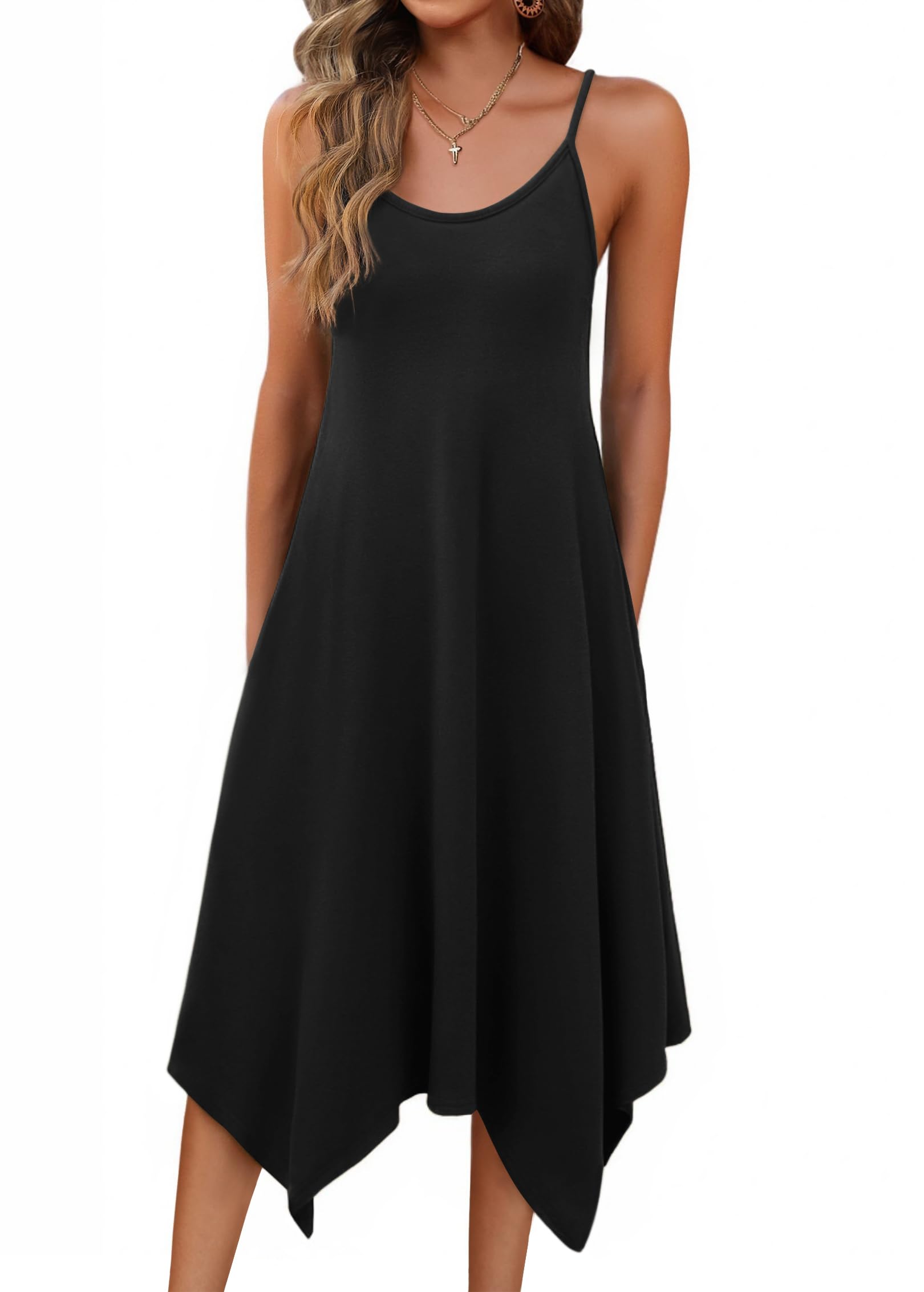 Zeagoo Summer Midi Dresses for Women Hawaiian Boho Beach Spaghetti Strap Casual 