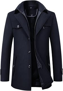 chouyatou Men's Winter Stylish Wool Blend Single Breasted Military Peacoat