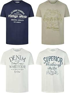 riverso RivLeon Men's Cotton Regular Fit T-Shirt, Set of 4, Crew Neck