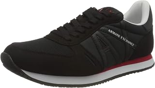 Armani Exchange Logo rétro de la Chaussure de Course Noir, Gris