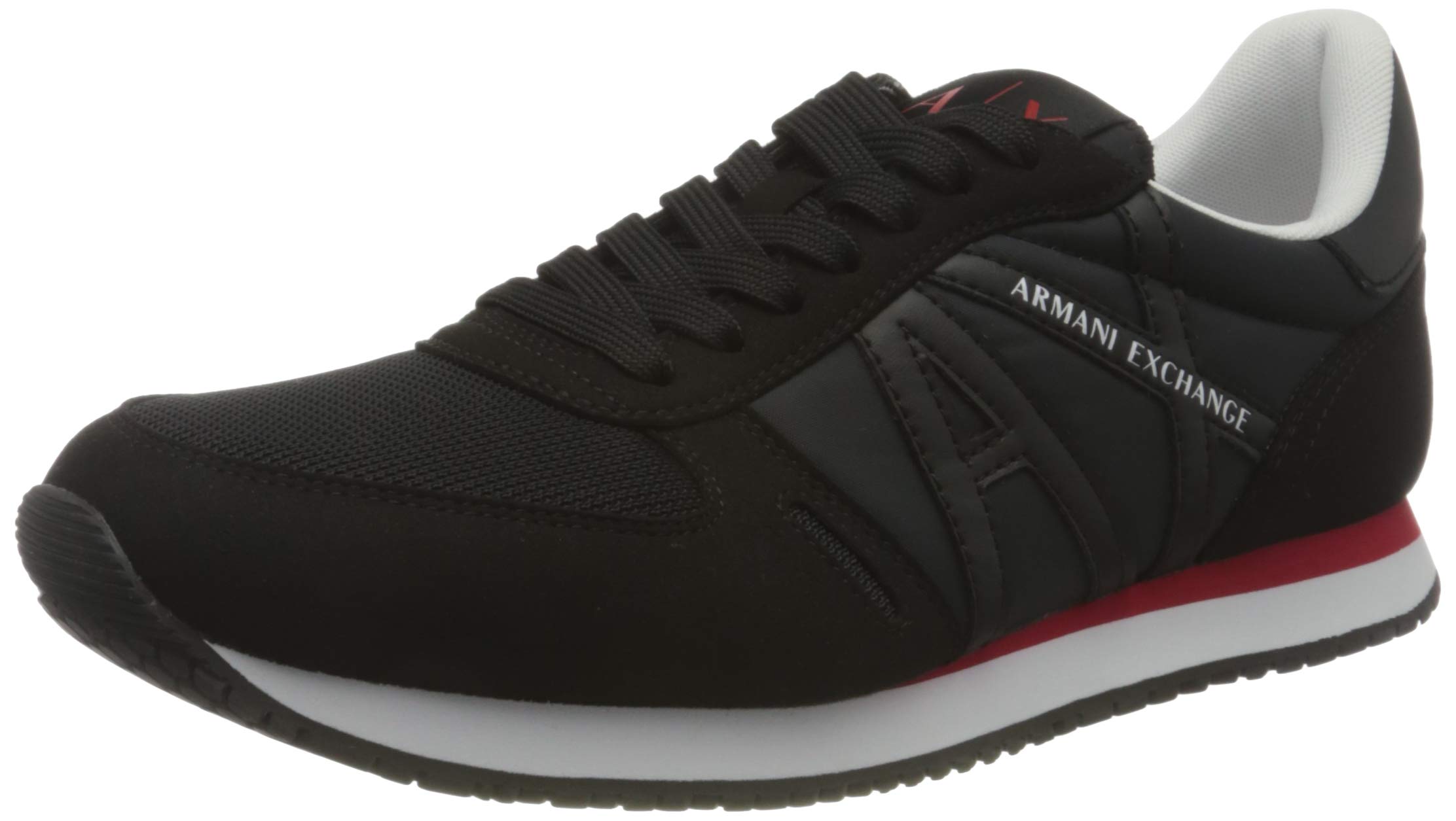 Armani Exchange Logo rétro de la Chaussure de Course Noir, Gris
