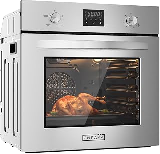 Empava Single Gas Wall Oven with 5 Cooking Funcitons, 24 inch | Built-in Convection Fan, NG Only Mechanical Control Knobs, Digital Display Panel, Stainless Steel
