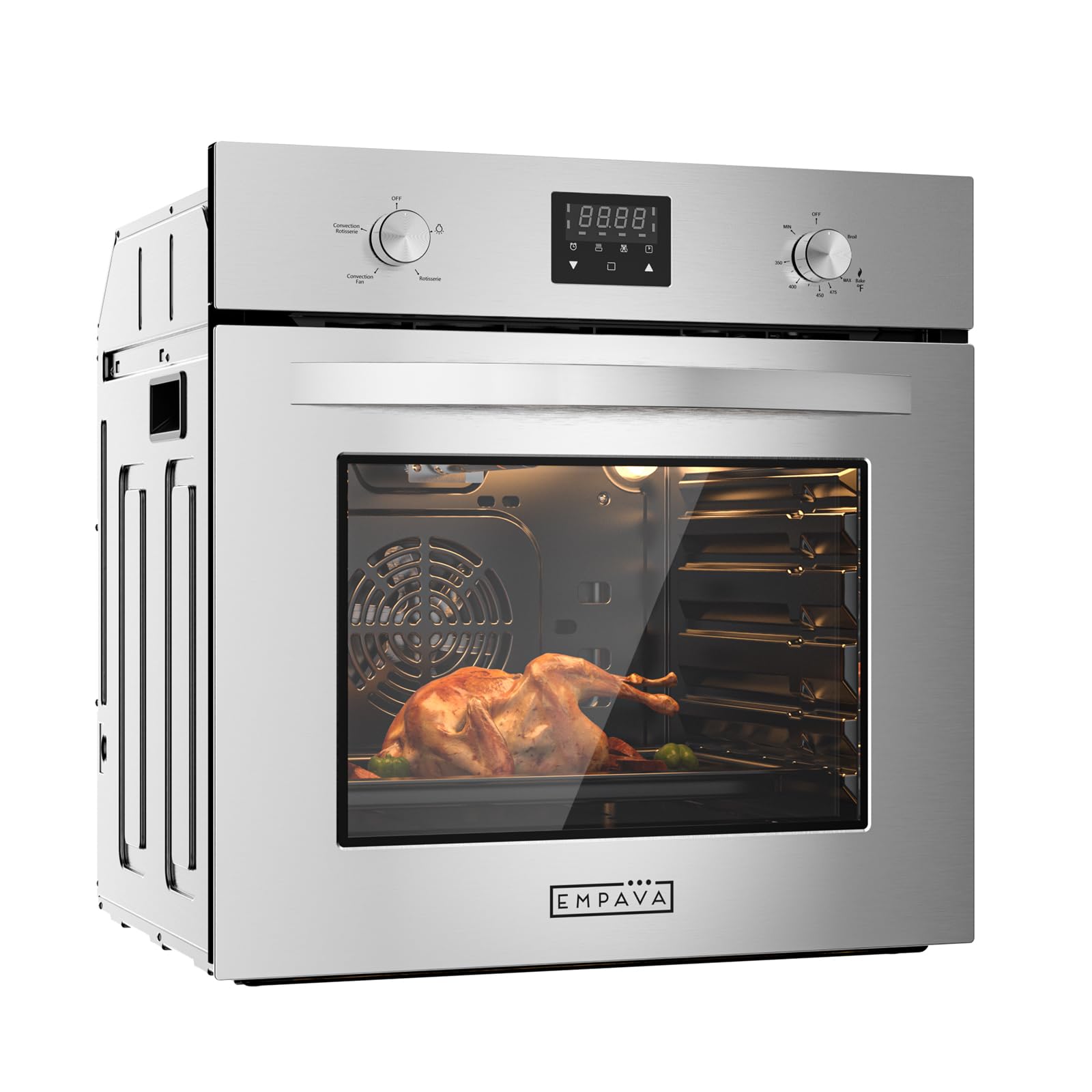 Empava Single Gas Wall Oven with 5 Cooking Funcitons, 24 inch | Built-in Convect