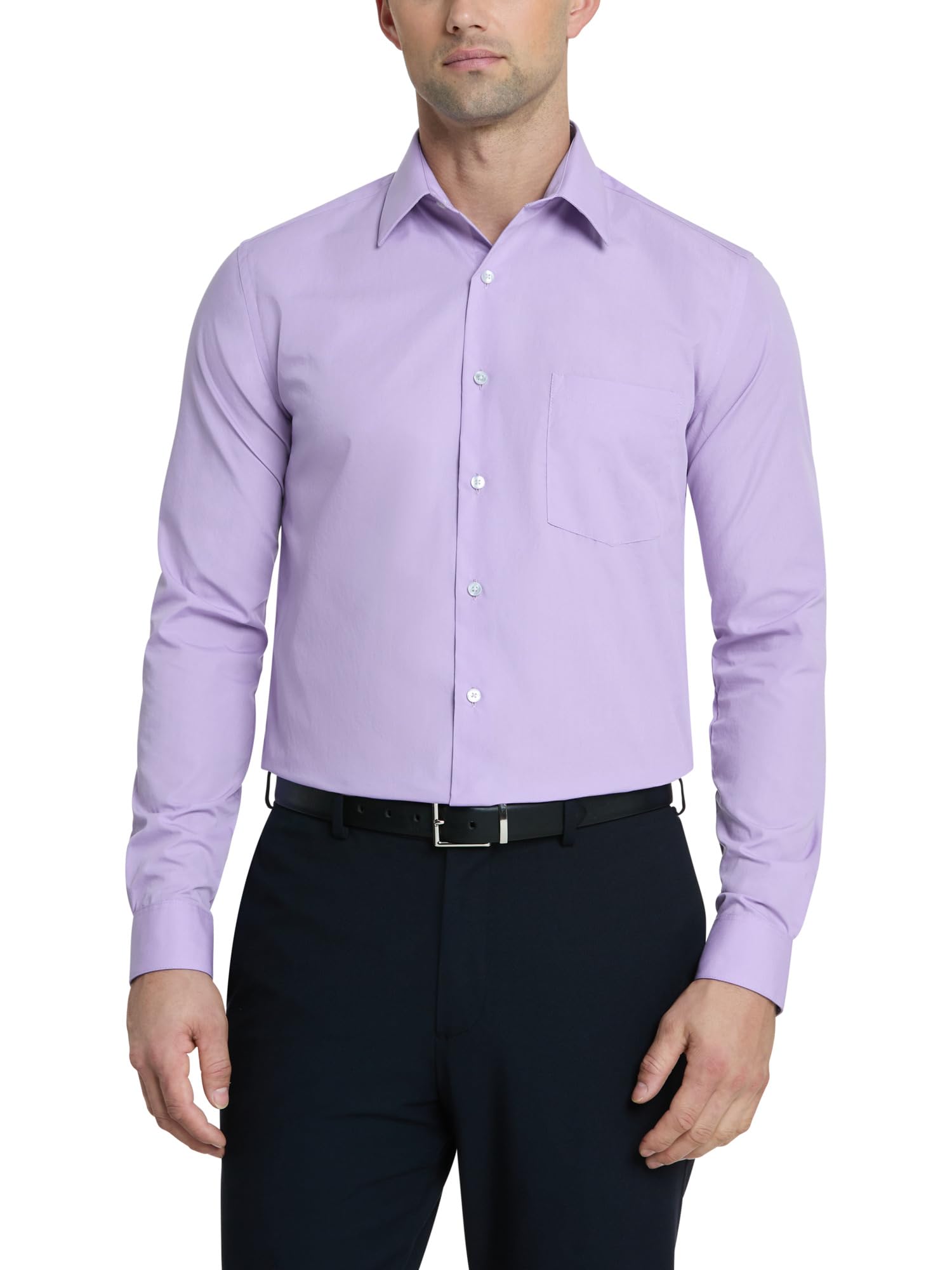 Van Heusen Poplin Regular Fit Solid Point Collar Dress Shirt Elegant Men's Shirt