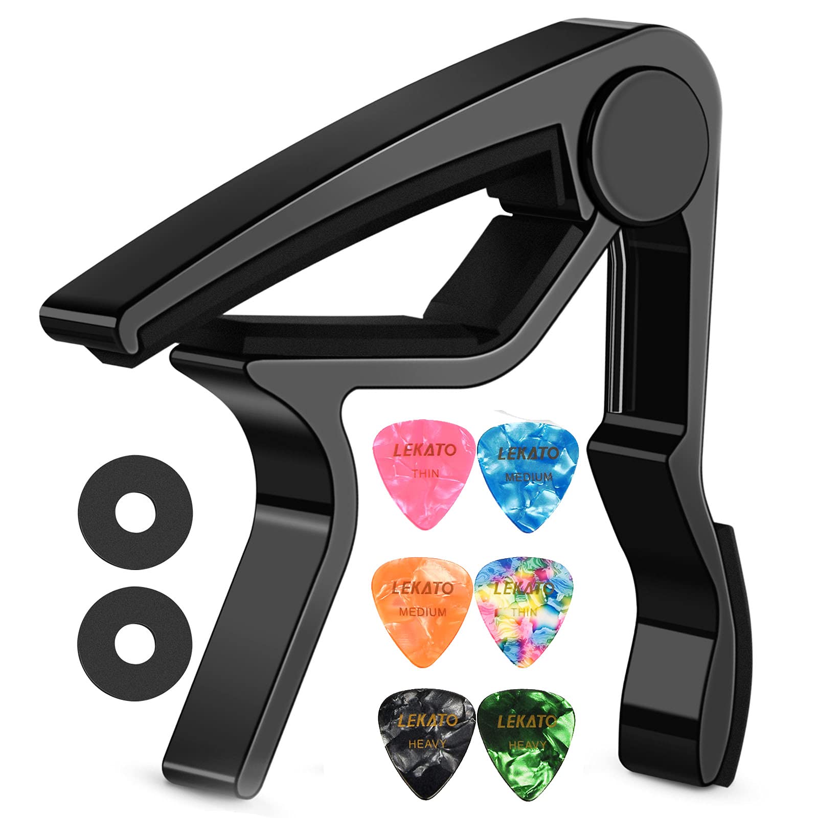 LEKATO Guitar Capo with 6 Guitar Picks for Electric Guitar Acoustic Guitar, Guit