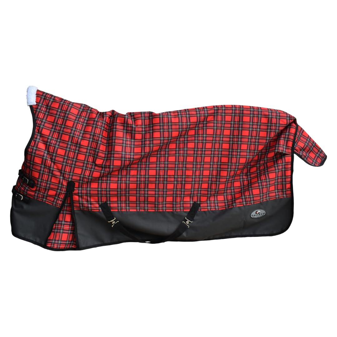Goliath Mid-Neck Horse Turnout Red Check Pattern - 1200 Denier Ripstop Horse Bla