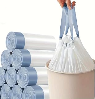 75 Pack Drawstring Garbage Bags 5 Rolls Thick Self-Seal Garbage Bags | Heavy Duty Leakproof Trash Bags for Home, Office, Kitchen, School Cleaning Supplies and Household Trash