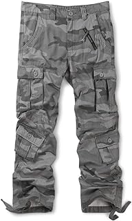 OCHENTA Men's Cotton Cargo Work Pants, Camo Tactical Casual Military Pants