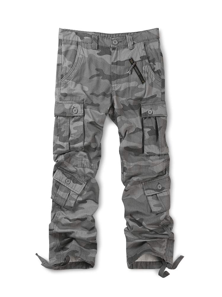 OCHENTA Men's Cotton Cargo Work Pants, Camo Tactical Casual Military Pants