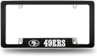 Rico Industries NFL San Francisco 49ers Carbon Fiber 12" x 6" Chrome All Over Automotive License Plate Frame for Car/Truck/SUV