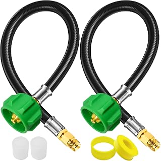 FJXBYWM 2 Pack 15" RV Propane Hose with 1/4" Inverted Male Flare &amp; Qcc1/Typel,Propane Hose-Camper Propane Hose for RV Two-Stage Regulator,Propane Tank Hose for BBQ,Outdoor Cooking,Camping etc.