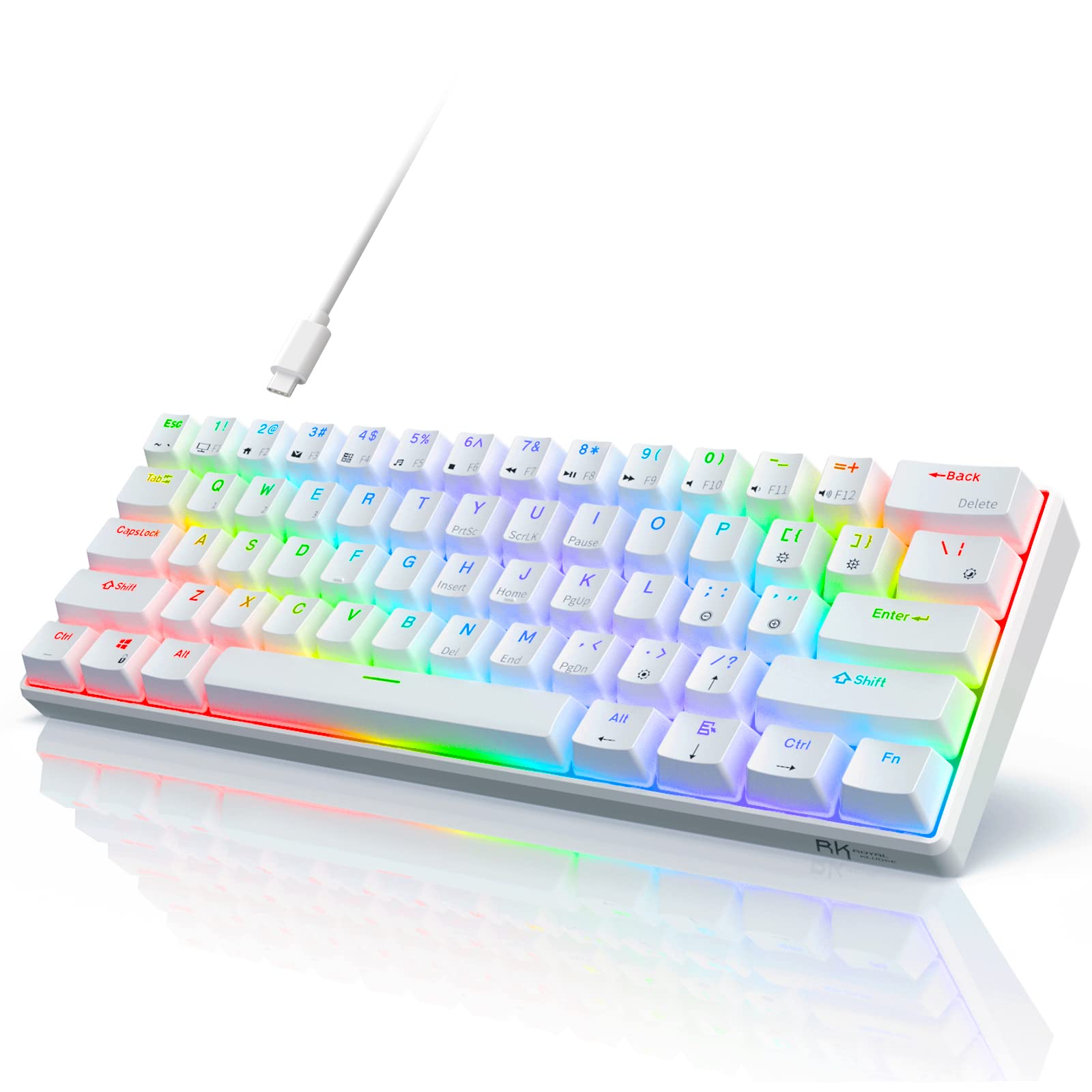 RK ROYAL KLUDGE RK61 Wired 60% Mechanical Gaming Keyboard, Compact PC Game Keybo