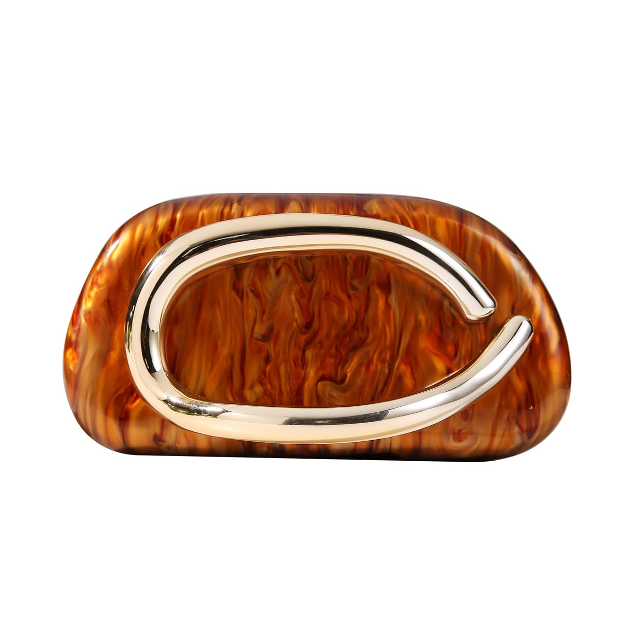 Dreubea Minimalist Gold-Tone Art Deco Clutch Bag – Elegant Metallic Accent Eveni