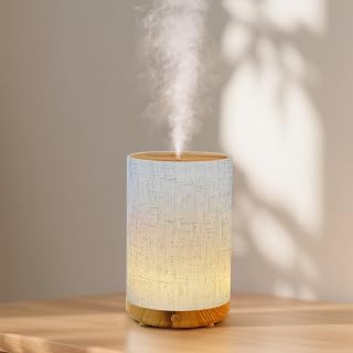 [Amazon.co.jp Exclusive] Humidifier, Aroma Diffuser, New Model, Ultrasonic Type, Small, Tabletop Type, Disinfectant, Energy Saving, Quiet, Empty Firing Prevention, LED Light, Easy to Clean, Japanese Style, Pollen Protection, Atmosphere, For Bedrooms, Offices, Living Rooms, Dryness Protection, Perfect Gift (Fabric Design