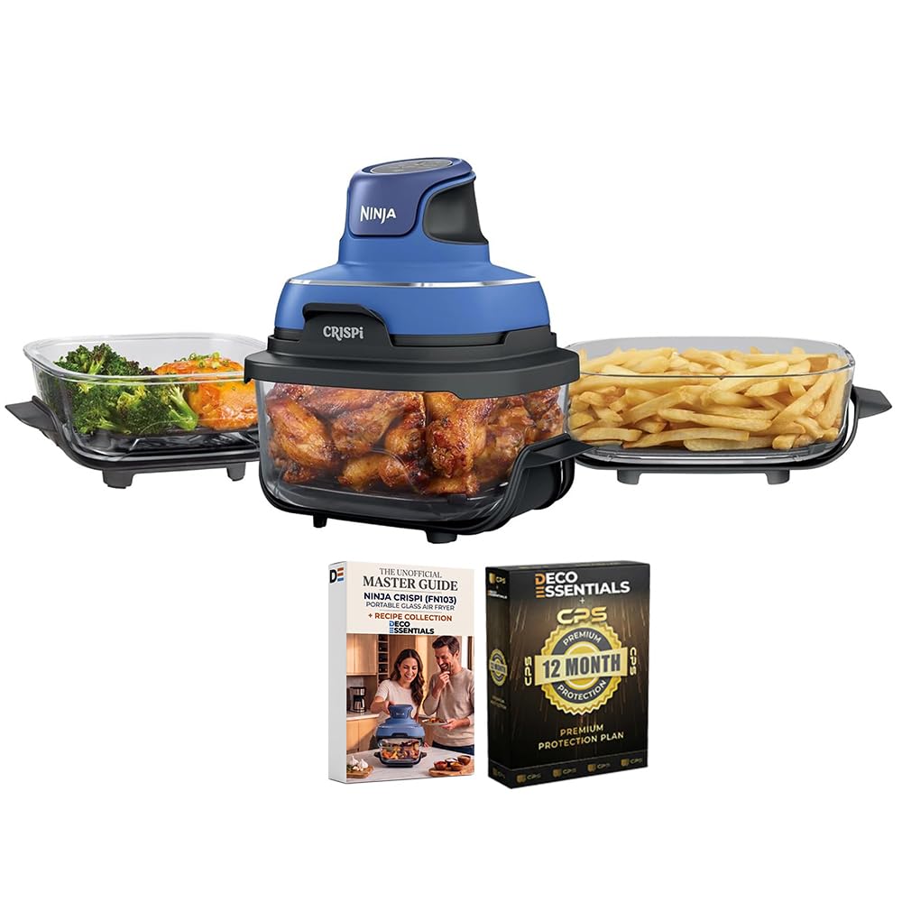 Ninja CRISPi 5-in-1 Portable Glass Air Fry Cooking System Bundle (Renewed) | FN1
