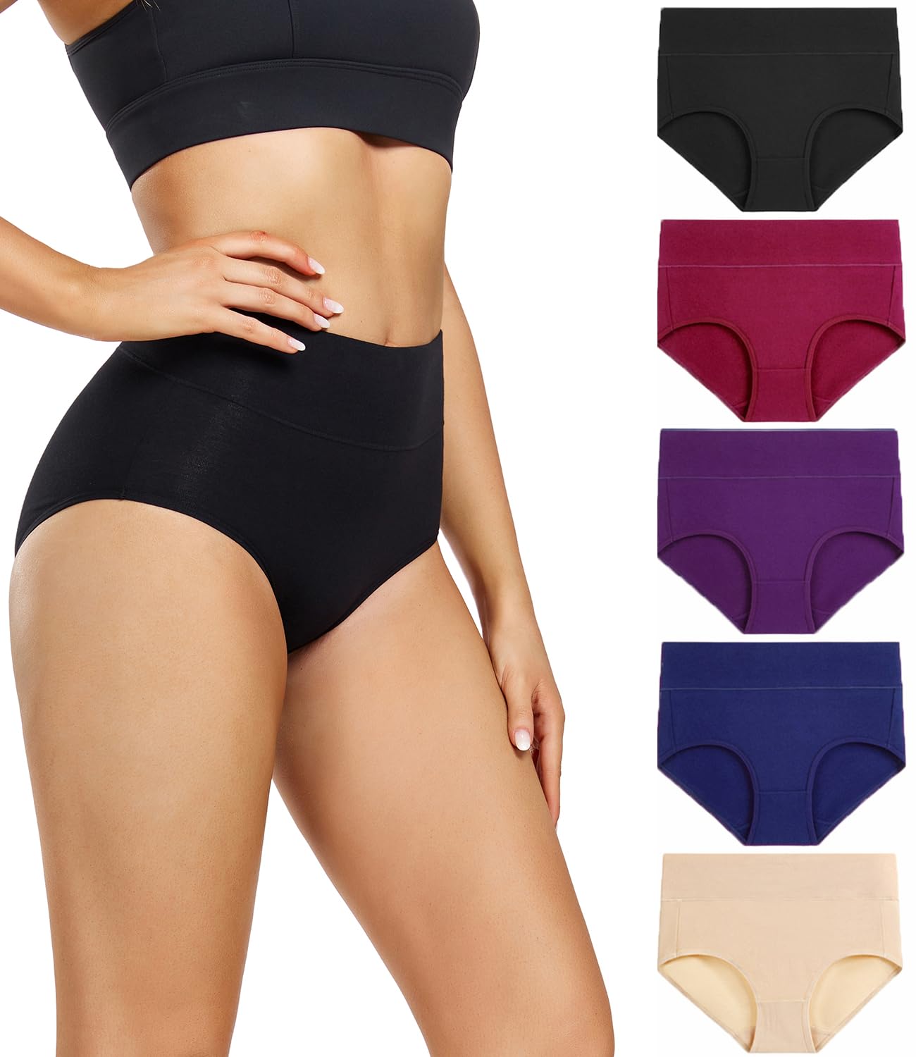 wirarpa Calzoncillos de algodón para Mujer, Ropa Interior de Cintura Alta, Suave
