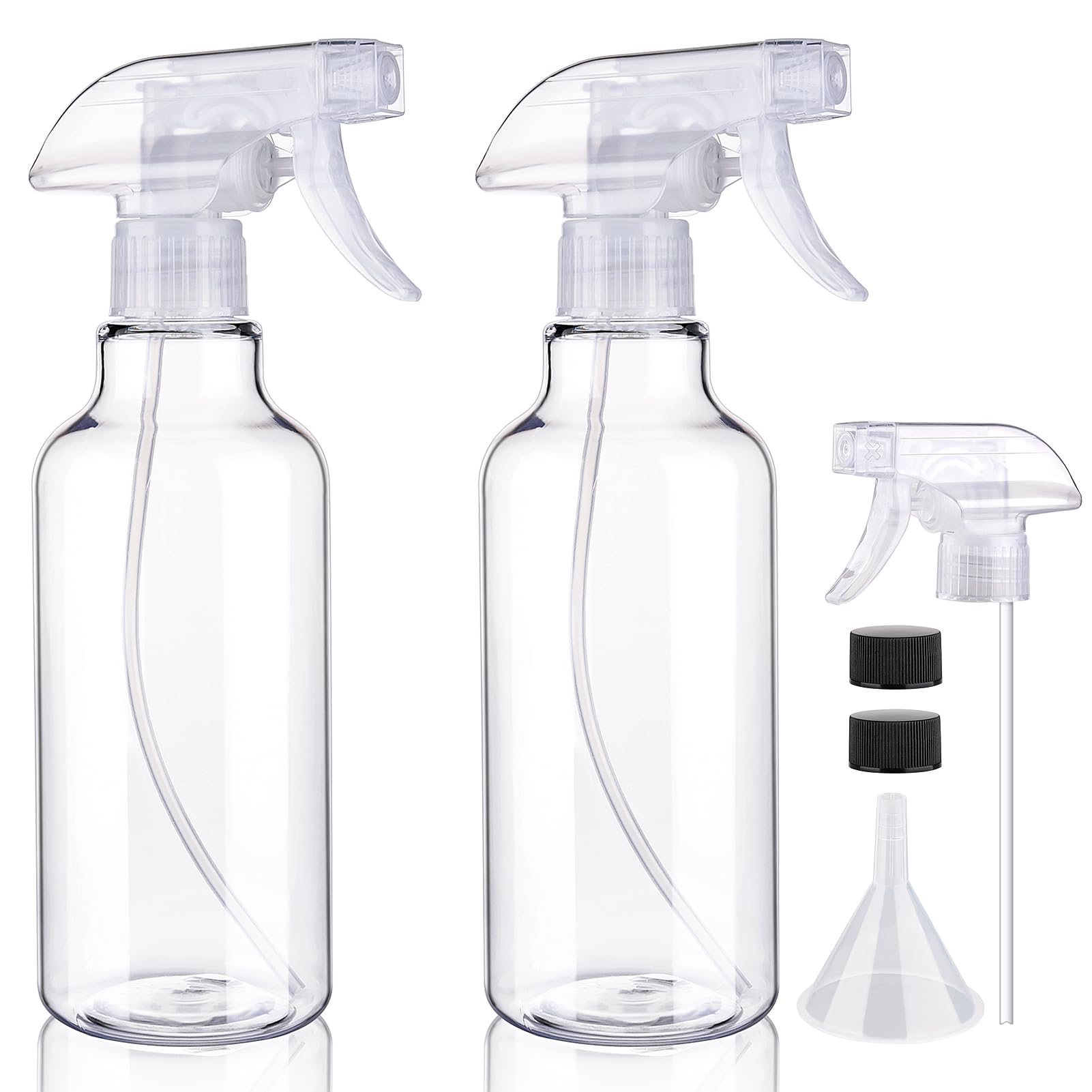Hethyo Plastic Spray Bottles, 16.9oz/500ml, 2 Pack，Clear | Empty Spray Bottle, H