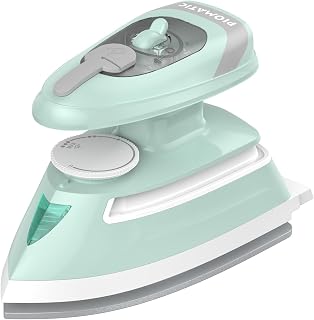 PIOMATIC Mini Travel Steam Iron with Temperature Control & Dual Voltage | Small Iron with Non-Stick Soleplate and Cord Storage, Ideal for Sewing, Quilting and Handcraft