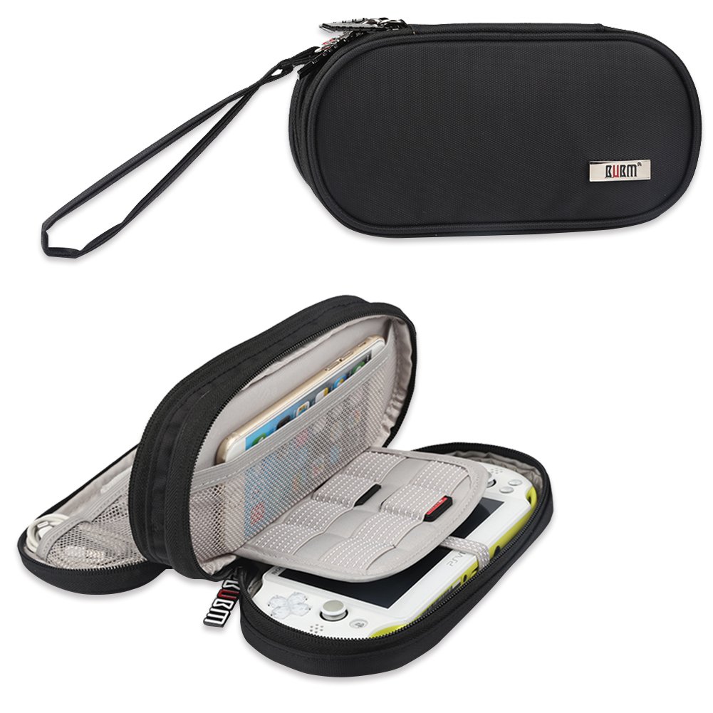 BUBM Double Compartment Storage Case Compatible with PS Vita and PSP, Black | Po