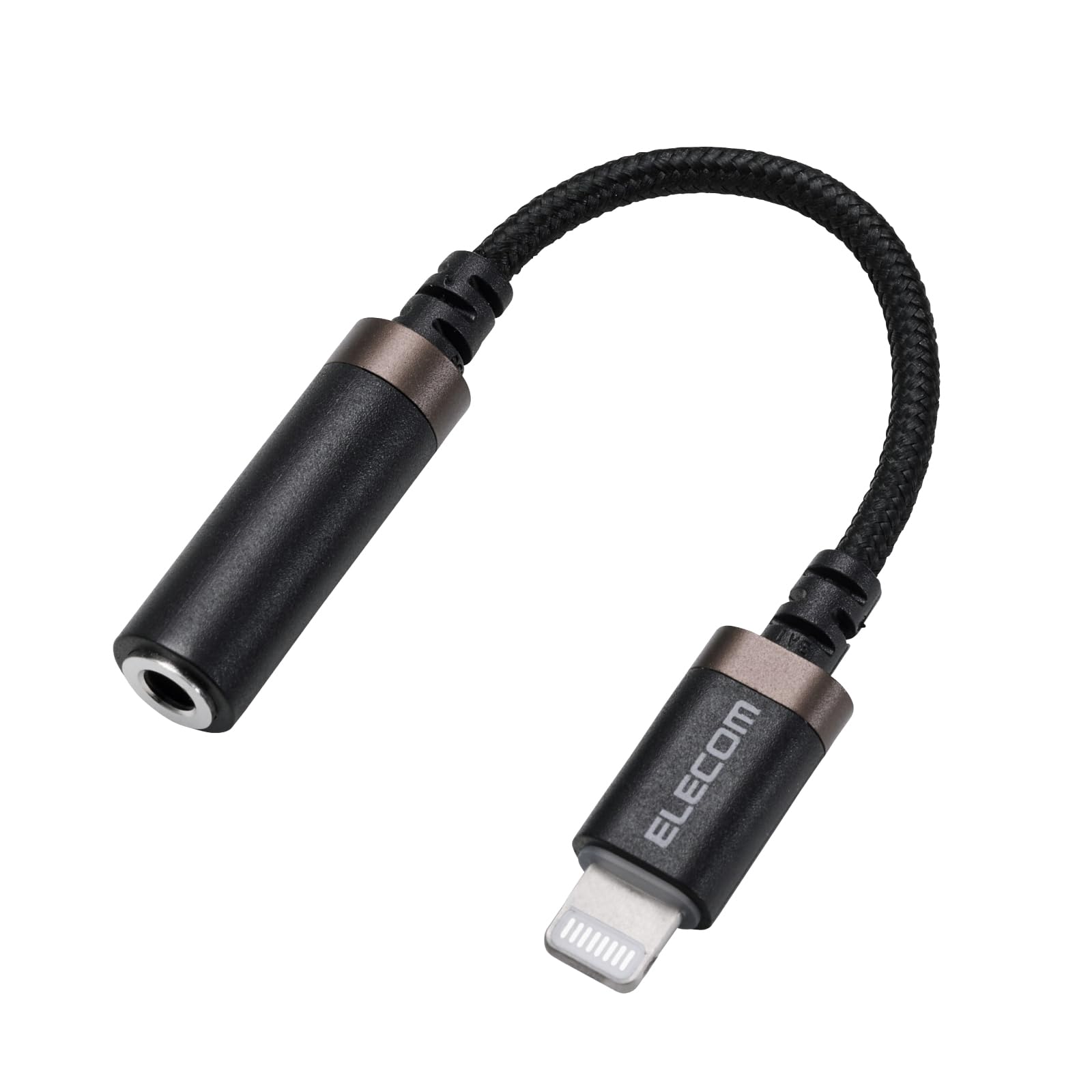 エレコム イヤホンアダプタ 【 Lightning - 3.5mm 】 イヤホンジャック変換 4極 通話/音楽対応 高耐久 Apple認証品 ブラック MPA-