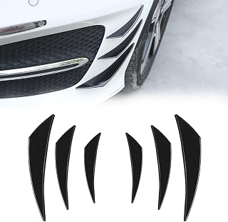 GKmow Pack-6 Car Spoiler Canards Kit, Universal Auto Front Bumper Lip Splitter, Body Anti-Collision Diffuser, Exterior Soft Rubber Decorative Stickers (Glossy Black)