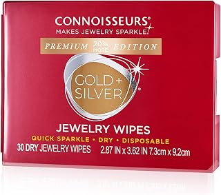 Connoisseurs - Jewelry Wipes - 30 Pack | Premium Edition - For Gold & Silver Jewelry - Dry and Disposable - Clean, Polish, and Remove Tarnish