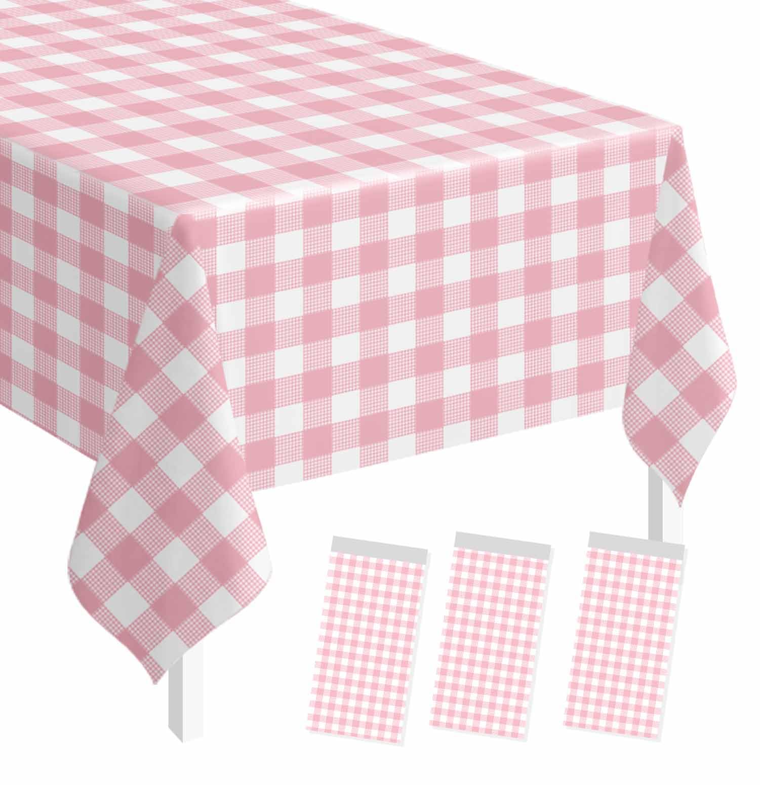 SietDESEO Confezione da 3 tovaglie usa e getta a quadretti rosa 54 x 108 tovagli