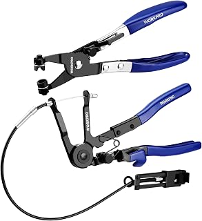 WORKPRO 2PCS Hose Clamp Pliers Set, 27" Long Reach Wire Spring Pliers | Coolant &amp; Radiator Hose Service, Flat Band Clamp, Fuel &amp; Water Pipe Removal, Automotive Repair