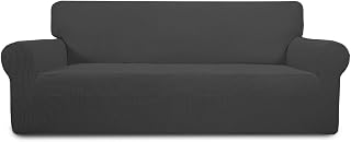 Easy-Going Stretch Sofa Slipcover Couch Sofa Cover Furniture Protector Soft with Elastic Bottom for Kids Spandex Jacquard Fabric Small Checks(Sofa Large,Dark Gray)