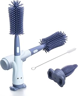 Alyvisun Silicone Bottle Brushes with Brush, Baby Bottle Brush, Straw Brush, Nipple Brush for Cleaning Tube