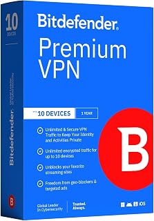 Bitdefender Premium Unlimited VPN - 10 Devices | 1 year Subscription | PC/Mac/Android/iOS
