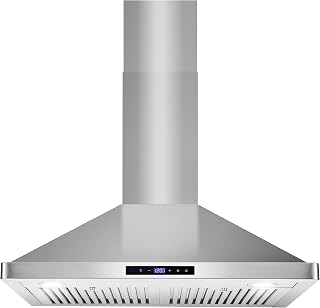 30 in. Vista Coll 380 CFM Ducted Wall Mount Range Hood LED, Stainless Steel | Cosmo COS-63175S Soft TouchControls, 3 Fan Speeds, Permanent Dishwasher-Safe Baffle Filters, Backdraft Damper
