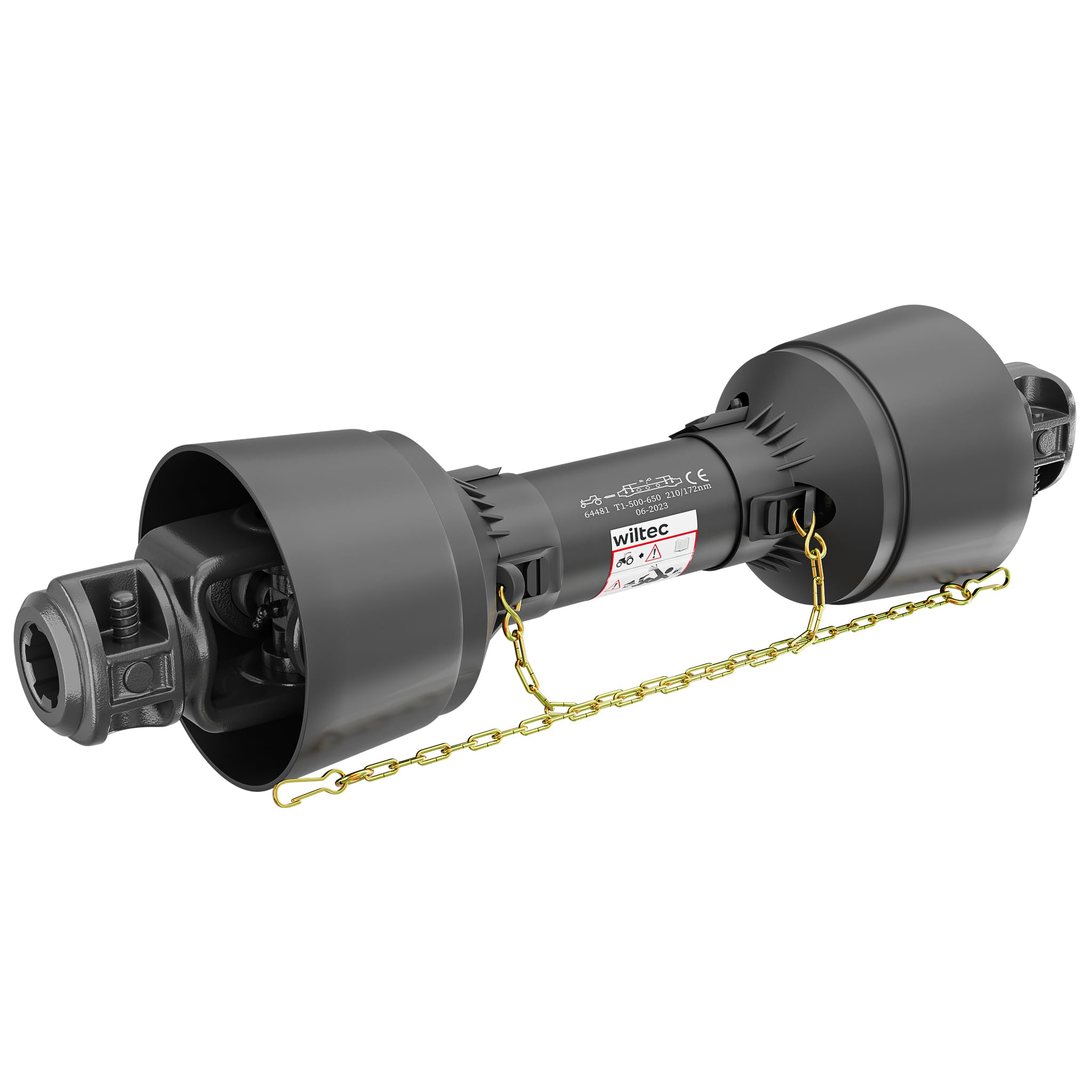 WilTec PTO Shaft T1 Drive Shaft 500mm 210Nm 540rpm, 18kW (25hp), 2x 1 3/8" 6 tee