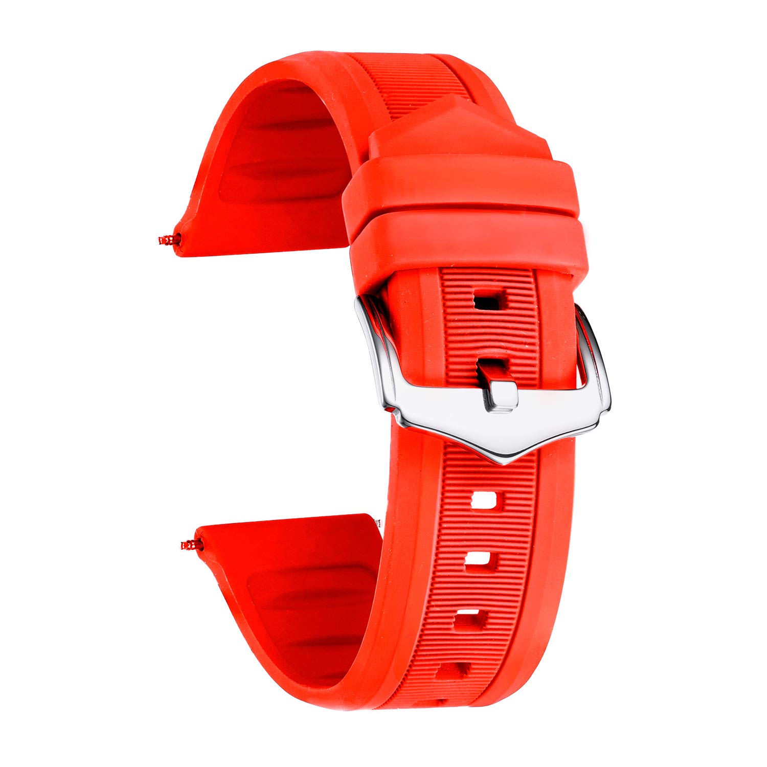 BINLUN Men's/Women's Replacement Silicone Sport Rubber Watch Strap (White/Red/Bl
