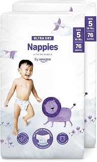By Amazon Ultra Dry Windeln – Größe 5 (10kg–16kg) – 152 Stück (2 Packungen mit 76 Stück)
