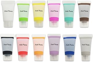 DGAGA 12 Color Chalk Paste Set,Screen Printing Ink,Starter Chalk Paste Paint for Stencil,Self Adhesive Silk Screen Stencils Paste,Chalkboard Paint for Silk Screen Transfers DIY Home Art Craft 10G/Jar
