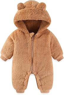 AiWMGL Baby Bear Hooded Fleece Romper Snowsuit