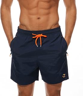 JustSun Short de Bain Homme avec Poches Zippées Étanche Short Séchage Rapide avec Filet