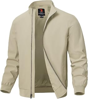 TBMPOY Mens Lightweight Waterproof Bomber Jacket Casual Windbreaker Full Zip Golf Dress Outerwear