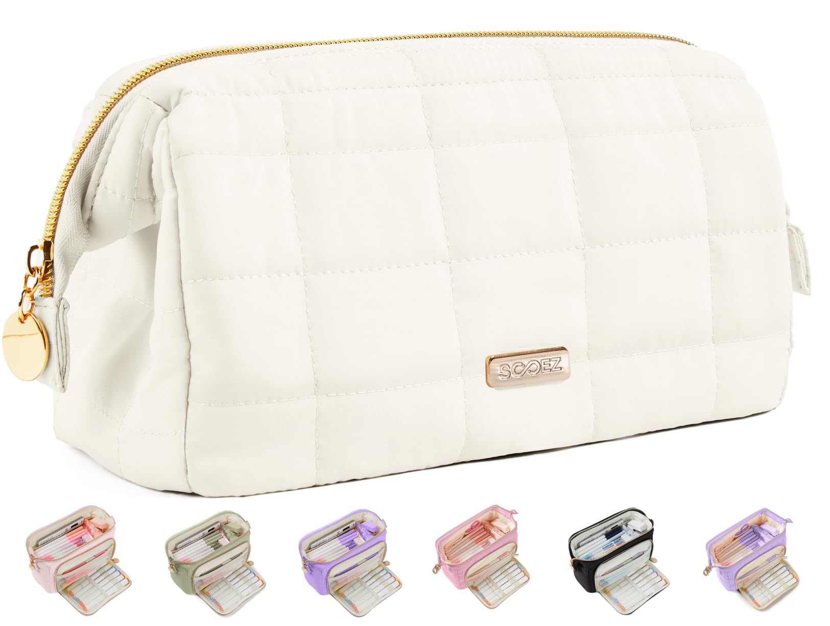 Sooez Large Pencil Case Pouch, Soft Pencil Bag with Zipper, Pen Bag | Wide Openi