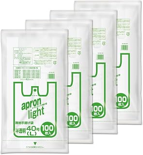 Oldy EL-N40-100 Grocery Shopping Bags, No. 40, L, Translucent, 100 Sheets x 4, Convenient Store Bags, Take Out Handles, Poly Bag, Tote Bag, Apron Light